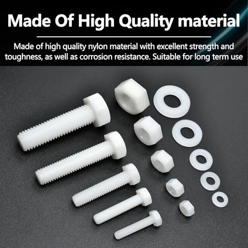 DANA FRED white nylon hex bolt, nut and washer kit with M4–M10 metric screws for PCB boards