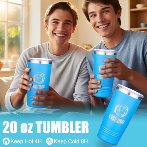 Fishing Easter Basket Stuffers for Men Teen Boys, Premade Easter Basket Gifts for Adutl Teens Husband Son with Fishing Tool Set Tumblers and Socks