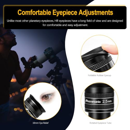 Astromania Telescope Eyepiece 2.5mm Wide Angle 58° Planetary Eyepiece 1.25"