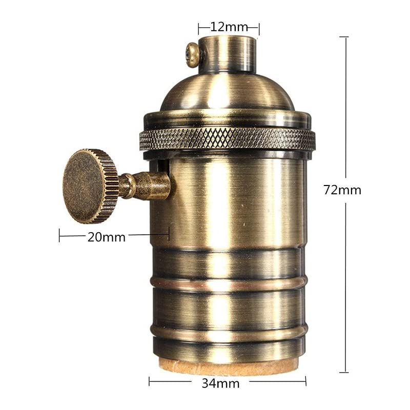 Retro Lamp Holder Edison Antique Aluminum Pendant Lamp Holder with Rotary Switch for E26/E27 Lighting Appliances DIY (Green Bronze)