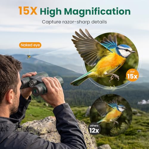 Aurosports 15x56 Binoculars for Adults High Powered for Bird Watching Green 1556-01