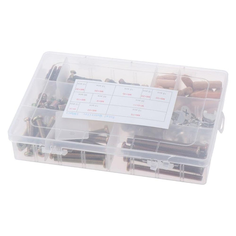 [Australia - AusPower] - 180Pcs Furniture Connecting Hardware Connectors Assortment Kit,Furniture Fastener Set Cam Lock Assortment Kit,Cam Lock for Furniture Connecting 