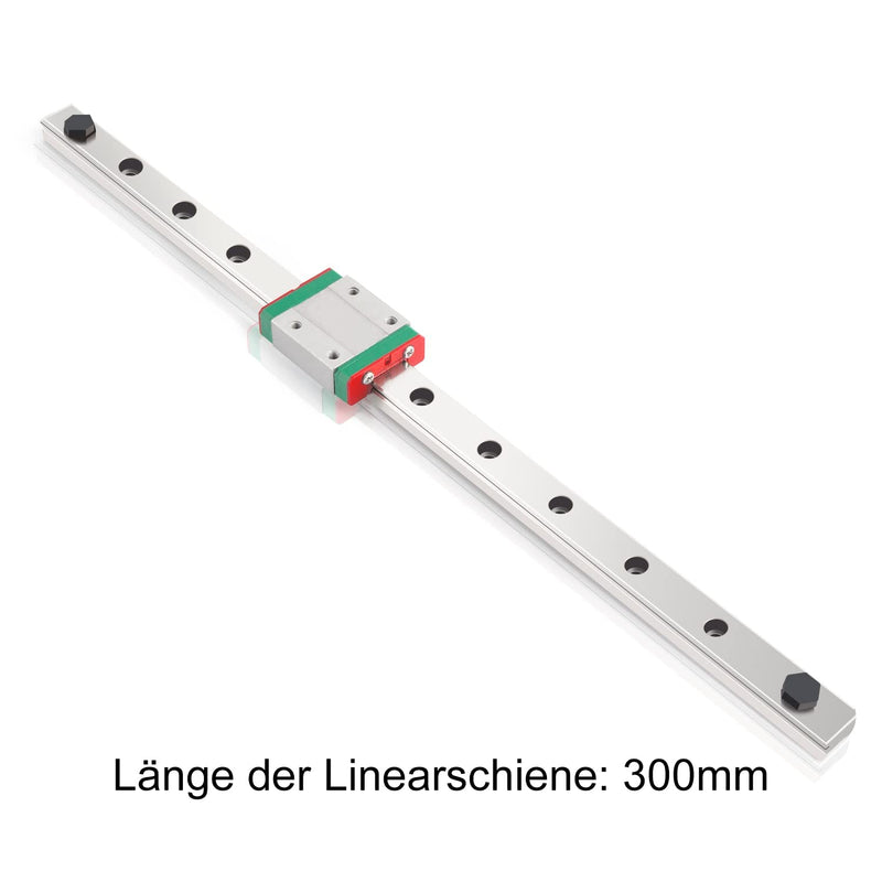 MGN12H 300mm Linear Slide Rail MGN12 for 3D Printer Rails and CNC Machine Rails Green MGN12H Rail + Carriage block