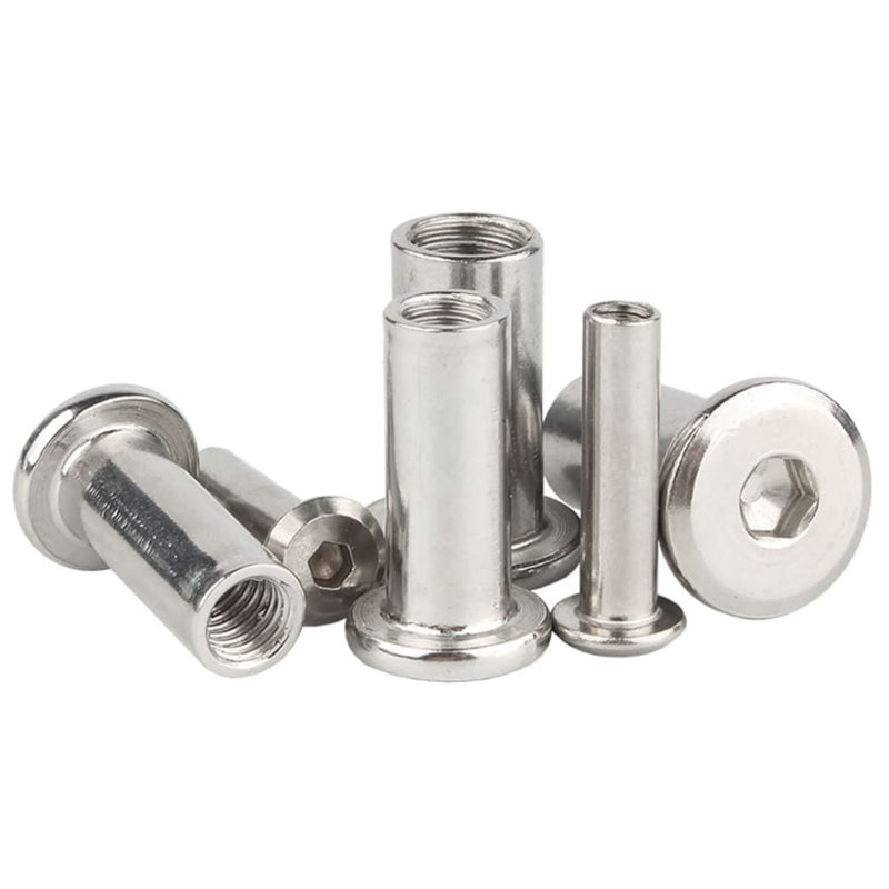 [Australia - AusPower] - 5 Pcs M6 x 12mm Hex Socket Screw Rivet Insert Nut 304 Stainless Steel Flat Head Barrel Nuts Internal Thread Cylindrical Nut Rivnut Locking Screws or Bolts Silver M6x12mm 