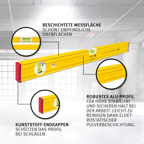 STABILA Type 80 AS Spirit Level, 30 cm, Reinforced Aluminum Profile, 1 Horizontal Vial, 1 Vertical Vial, Integrated Slip Stoppers, Made in Germany