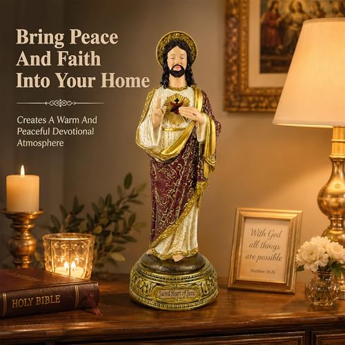 Sacred Heart of Jesus Statue, 8" H Jesus Christ Catholic Figures