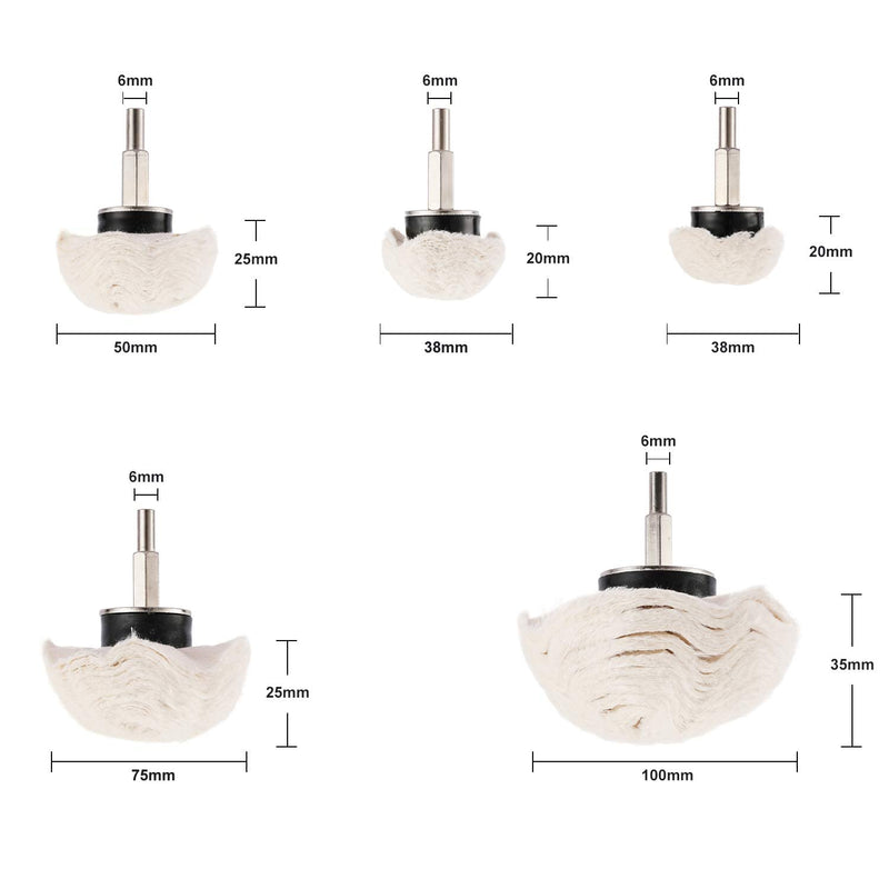 [Australia - AusPower] - 11 Pcs Buffing Wheel Set for Drill, Polishing Tool Kit, 1/4” Hex Shaft Cotton Grinding Head for Rotary Tools 11 