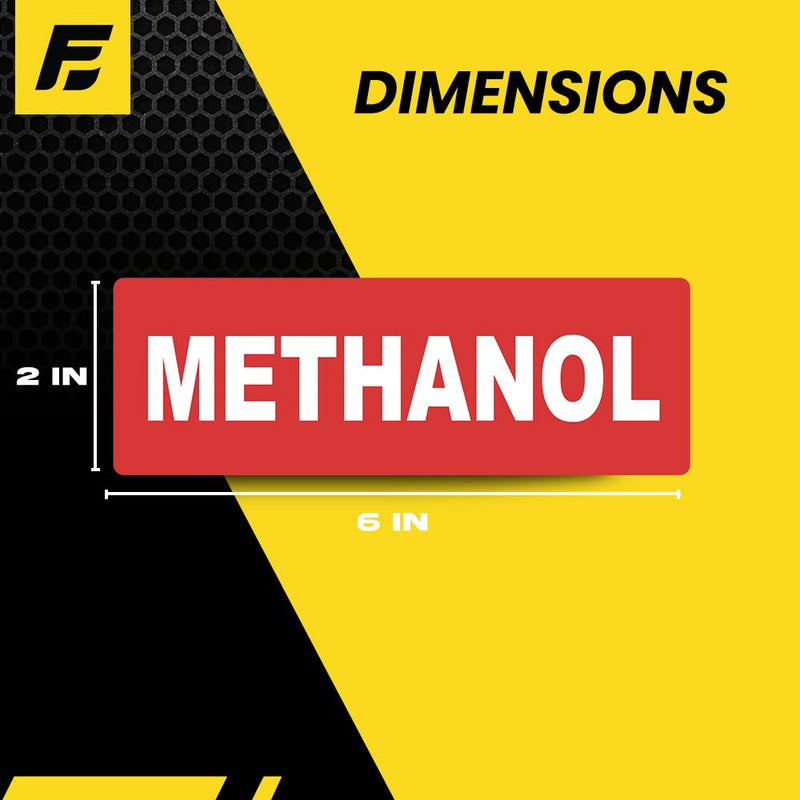 Methanol Sticker - Fuel Identification Label - Outdoor Rated - Heavy Duty, Weather Proof, Ultra Durable - USA Made (6x2 inch), 2 Labels