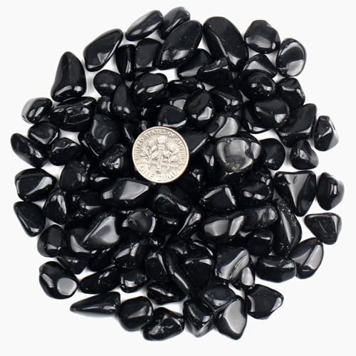 ZenQ 1 lb Crystal Chips, Tumbled Stone Chips for Crafts Black Obsidian 0.2"- 0.6"