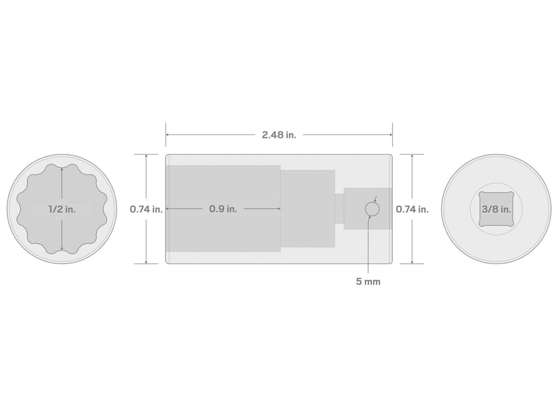 [Australia - AusPower] - TEKTON 3/8 Inch Drive x 1/2 Inch Deep 12-Point Impact Socket | SID13213 1/2 in. 