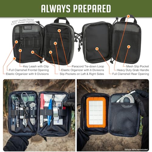 Maxpedition Double-Decker EDC tool pouch in wolf gray, featuring organized pockets for tactical everyday carry gear