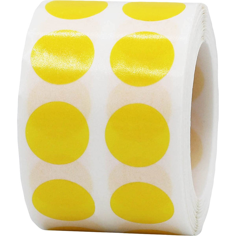 Yellow 1/2" Inch Transparent Color Coding Labels, 1,000 Total Adhesive Stickers On A Roll, Ideal for Planners, Journals, Mailing Seals and Crafting Ideas Yellow