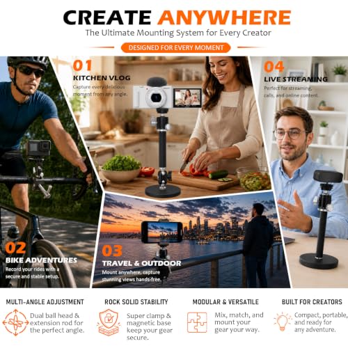 FotoZ TZ-07 Modular Camera Mount, Magic Arm Super Clamp Magnetic Base