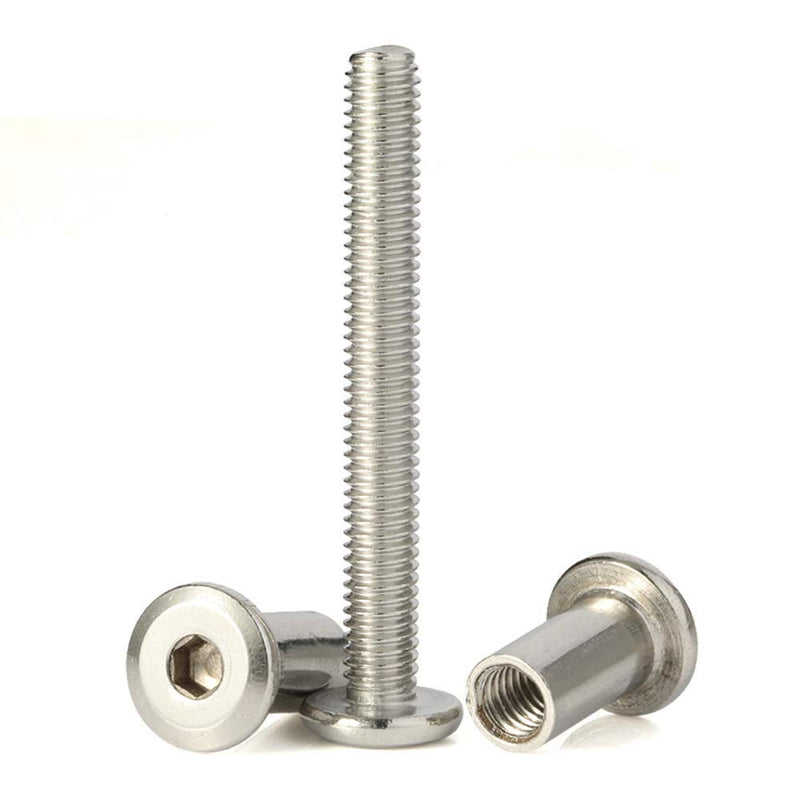 [Australia - AusPower] - Screw Post Fit for 5/16" (8mm) Hole Dia, Male M6 x 45mm Belt Buckle Binding Bolts Furniture Screws, 304 Stainless Steel 18-8, 10 Sets 