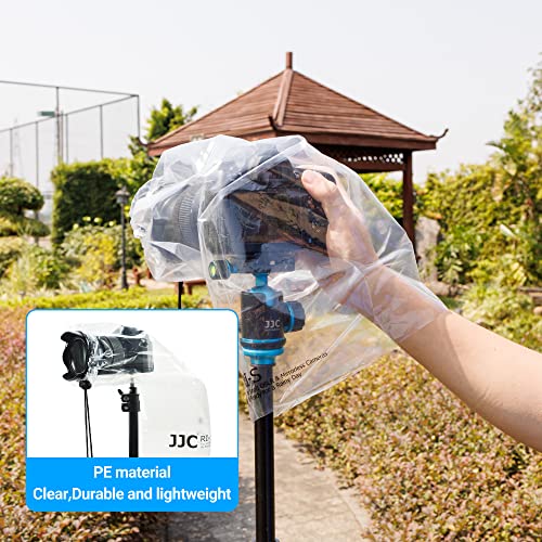 Kiorafoto 2 Pack Camera Rain Cover + Umbrella: Clear Sleeve with DSLR Mirrorless Camera Hot Shoe Umbrella, Waterproof, Polyethylene (PE), Black