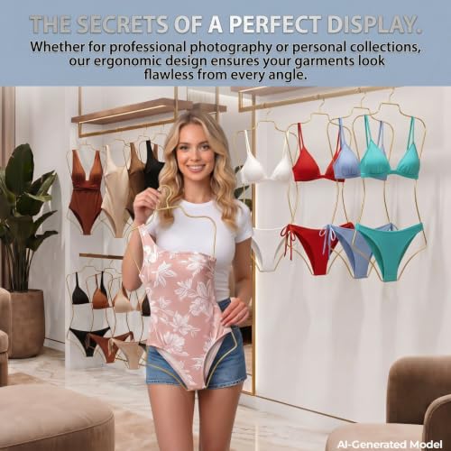 Swimsuit Hangers Wire Body Shape Display Hangers（Over Size） Metal Lingerie Hangers Bikini Swimwear Closet Storage Organizer Hangers Suitable for Clothes Coat Sports Bra Dresses（Gold，10Pack） Gold 10 Pack