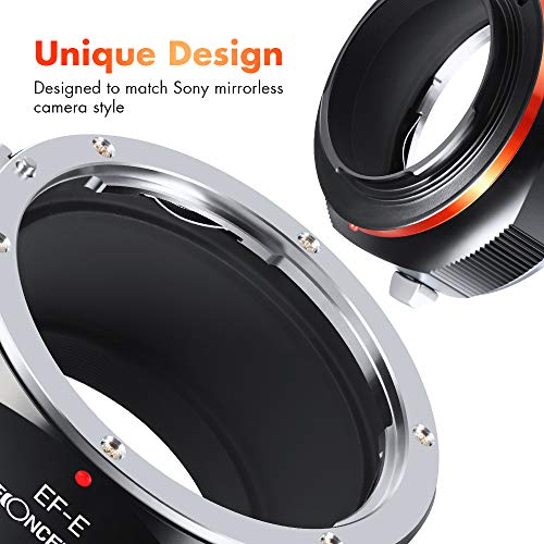 K&F CONCEPT EF EF-S Lens to NEX Adapter Plus, Manual Focus Lens Adapter with Matting Varnish Design Compatible with Sony Alpha E Mount Mirrorless Cameras