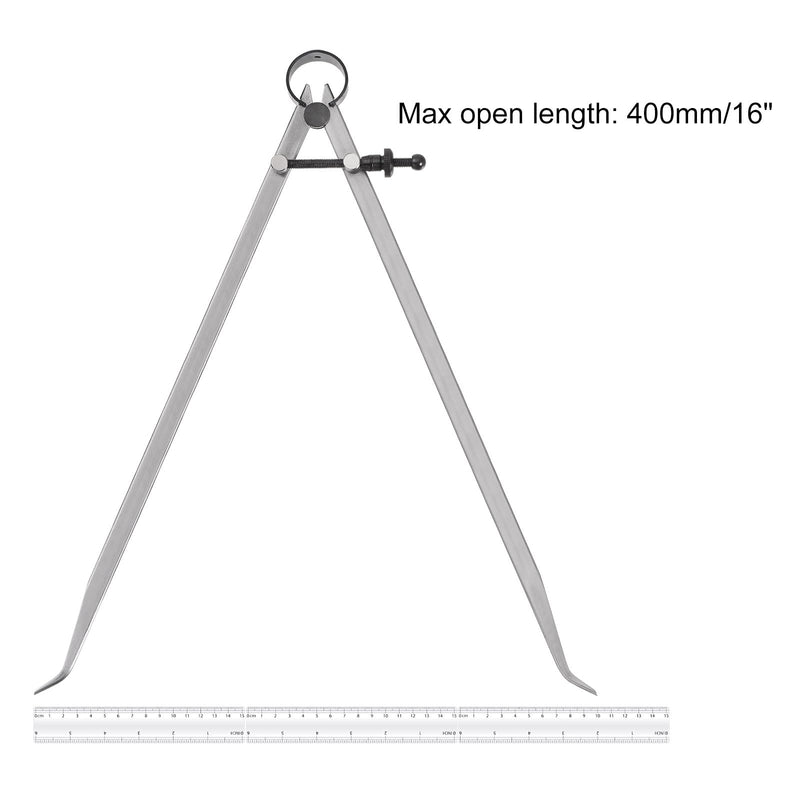 [Australia - AusPower] - Spring Joint Caliper - [16 Inch] Carbon Steel Adjustable Spring Inside Caliper with Solid Nut for Metalworking Drawing Use, Silver Tone 16 Inch 