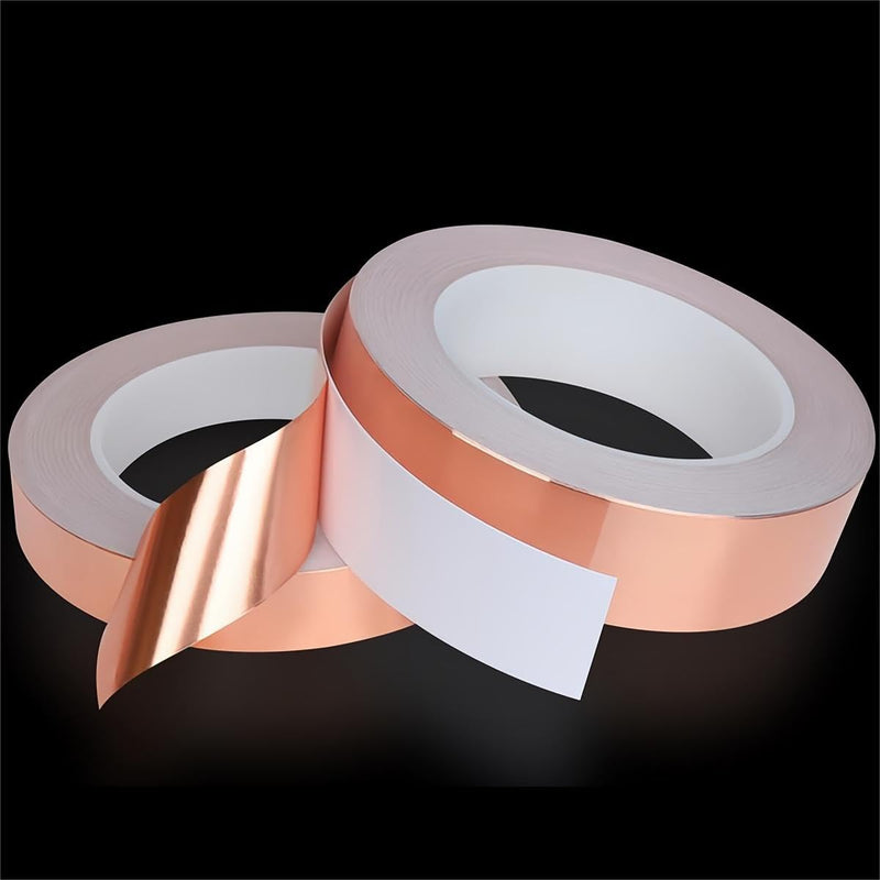 QRITY 1 Pcs Copper Foil Tape with Conductive Adhesive, 10mm*20m, Copper Foil Tape for Induction Cooker, Guitar, Electrical Repairs 10mmx20m
