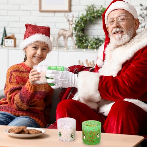 Booson 2 Pcs Christmas Glass Cups Snowman Christmas Tree Icon Juice Glass Snowman, Christmas tree