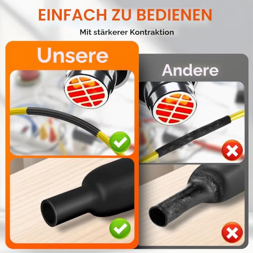 900 Piece Heat Shrink Tube Set, Heat Shrink Tubing Black High-Quality EVA 12 Sizes 2:1 Shrink Ratio with Storage Case, Heat Shrink Tube for Electrical Insulation and Wire Connections