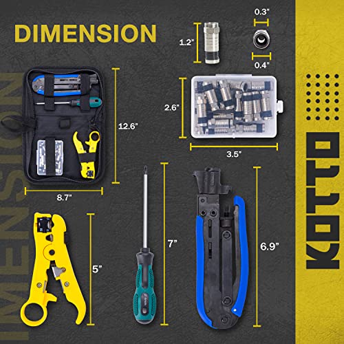 Fstop Labs KOTTO coax cable crimper kit with adjustable compression tool for RG6, RG59, and RG11 cables