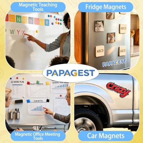 PAPAGEST 2-inch square adhesive magnets, 80 mil magnetic dots with adhesive backing, 24-piece set