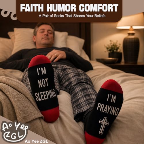 Prayer Socks for Men,Funny Gifts for Christian on Christmas Red