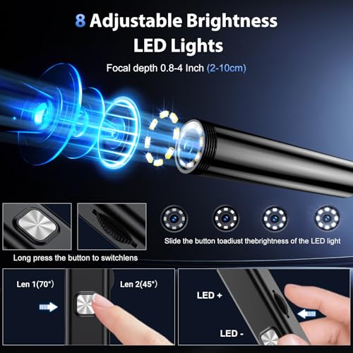 BAZO 1920P HD endoscope camera borescope with light and 8 adjustable LEDs