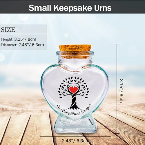 Glass Keepsake Bottles Set of 2, Tree of Life Memorial Holders Tree of Life, Angel wings