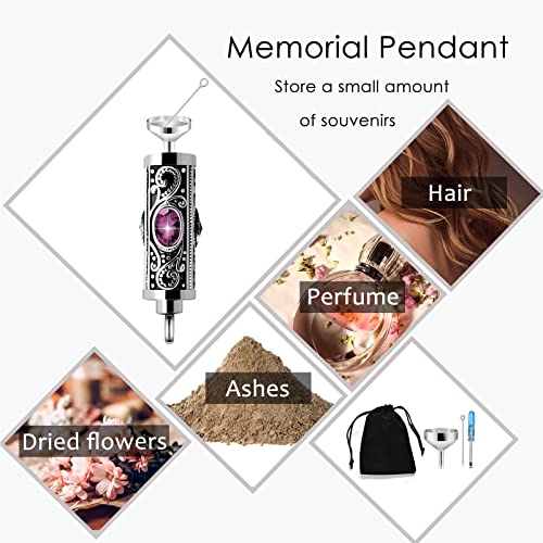 weikui 5 Pieces Cremation Urn Necklace Heart for Ashes Crystal Heart/Cross/Cylinder/Cubic Memorial Locket Stainless Steel Pendant Necklace for Women Men Keepsake 5 Piece Set - Blue