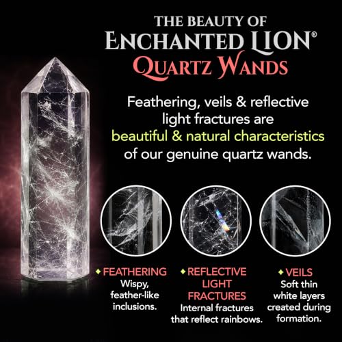 Enchanted LION® Ultra-Premium Ethically Sourced Fire-Element Crystal Set: Confidence, Courage, Protection & Vitality, Real Quartz Wand, Tigers Eye, Black Obsidian, Gift Box & Ritual Cards Multi-color Crystals