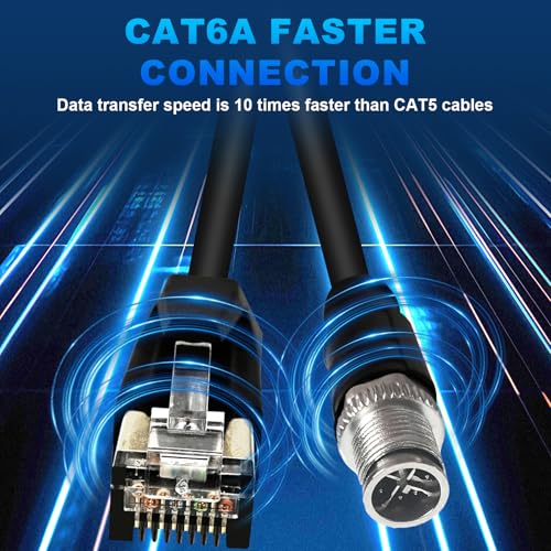9.9FT M12 8 Pin X Code Male to RJ45 Industrial Cable High Flexible Shielded Ethernet Cable for Industrial Camera 3M 9.9 Feet