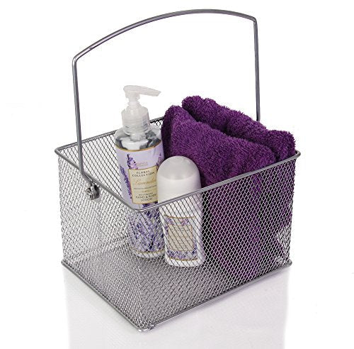YBM Home Mesh Wire Food Storage Organizer Bin Basket with Handle for Kitchen Pantry, Cabinets, Bathroom, Laundry Room, Closets, Garage - Rectangle Metal Farmhouse Mesh Basket, 2 PACK