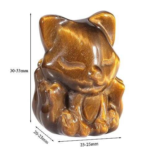 mookaitedecor Small Good Luck Pocket Crystal Fox Figurine Statue Tiger's Eye-brown & Yellow