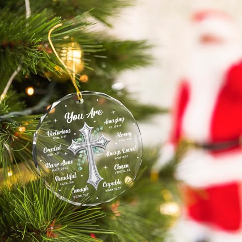 Christian Circle Plexiglass Ornament, Catholic Religious Spiritual Inspirational Gifts, You are Ornament 3 inches, Christmas Tree Decoration, Gift for Women Girl Friends Christian