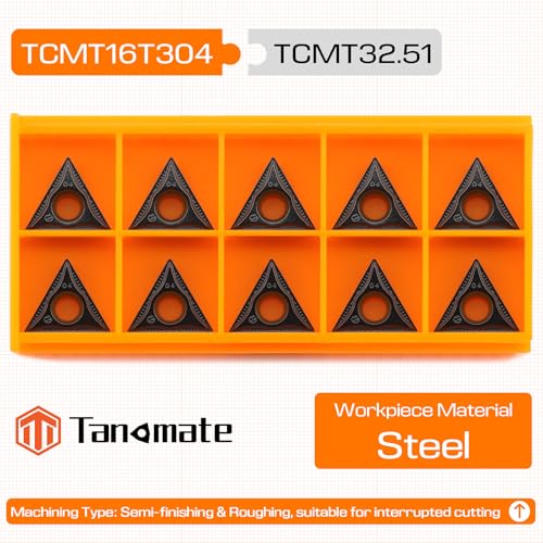 Tanomate TCMT32.51 TCMT16T304 turning inserts for steel semi-finish, 10-piece set