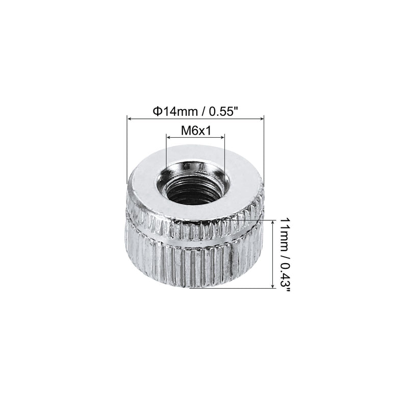 [Australia - AusPower] - PATIKIL M6x11x14 Cap Nut, 15 Pcs Acorn Nut Screw Knob Cap Insert Bolt Cover Female Thread Knurled Decorative Hardware Fittings Light Fixtures, Silver Tone M6 