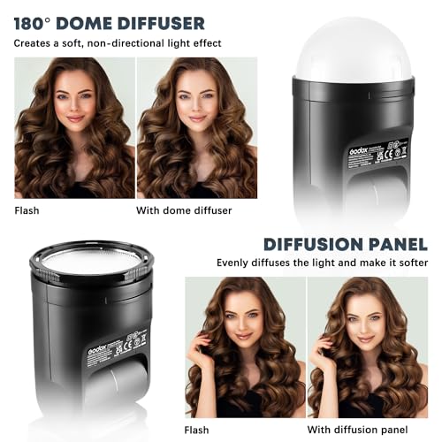 TR-09 Magnetic Flash Accessories Kit for Godox V1/V1 Mid/V100/AD100/AD200 Round Head Speedlite Flashes, Flash Diffuser Kit Includes Dome Diffuser, Diffuser Panel, Barndoor, Honeycomb Grid TR-09