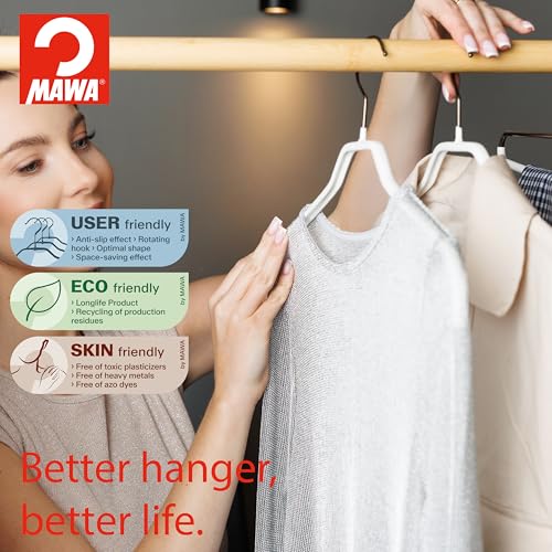 MAWA by Reston Lloyd Silhouette Series Non-Slip Coated Steel Clothes Hanger for Shirts and Dresses, Style 41/F, Set of 10, Black Pack of 10