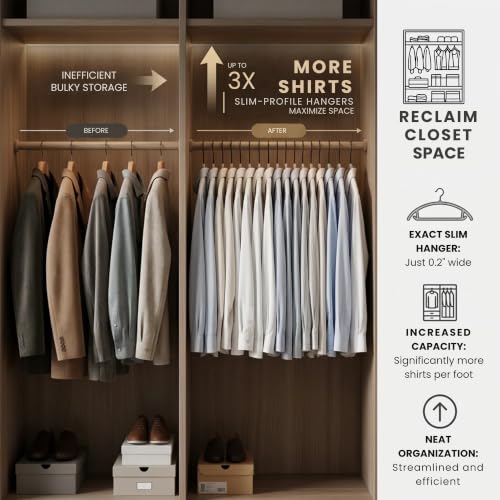 Concepts 25 Pack Velvet Hangers – White Heavy-Duty Non Slip Clothes Hangers with Black Curved Hooks, No Shoulder Bumps, Space-Saving Rounded Design for Suits, Coats, Jackets & Pants White / Black Hook Adult