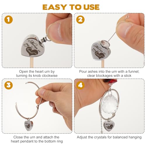 Memorial Gifts Ashes Keepsake Suncatcher, Angel Pendant Sympathy Gifts for Loss of Loved One and Pet Crystal Sun Catcher with Small Urn Daily Remembrance Memorial Home/Car Hanging Decor