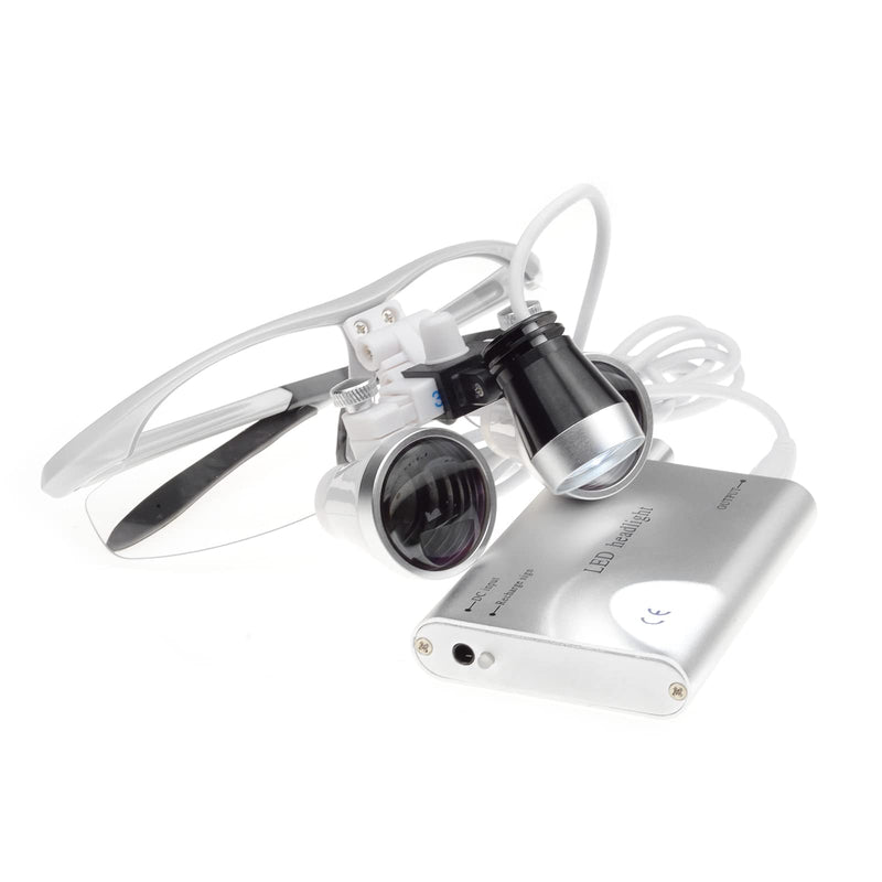 [Australia - AusPower] - Dental Medical Binocular Loupes 3.5X 420mm Optical Glass Loupe + LED Head Light 
