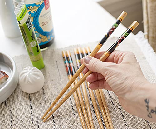 Dragon Ball Super Wooden Bamboo Chopsticks, Set Of 4 | Utensil Set For Ramen Noodles, Japanese Dinnerware For Home Kitchen | Official Anime Manga Collectible With Goku, Vegeta