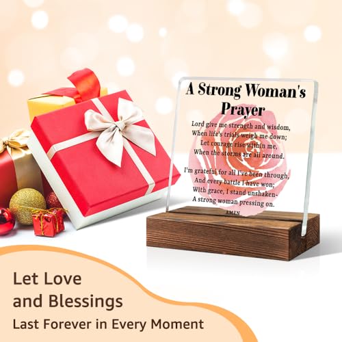 TOUNER Strong Woman's Prayer Empowering Acrylic Office Desk Decor Sign lucency026