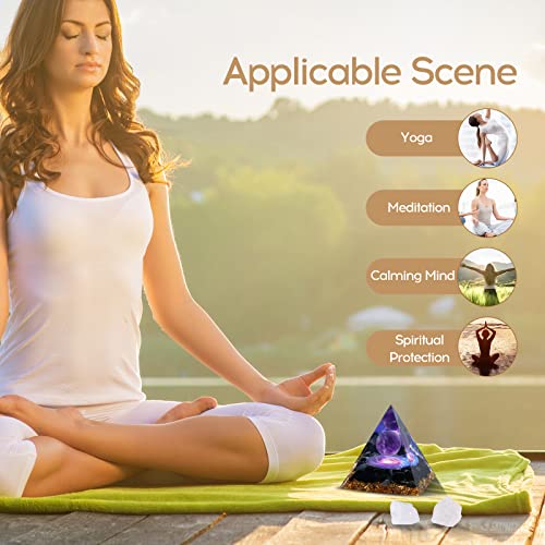 Hopeseed Orgone Pyramid for Positive Energy, Orgonite Amethyst&Obsidian Healing Crystal Pyramids for Reduce Stress Chakra Reiki Healing Meditation Attracts Lucky and Success Amethyst&obsidian-a