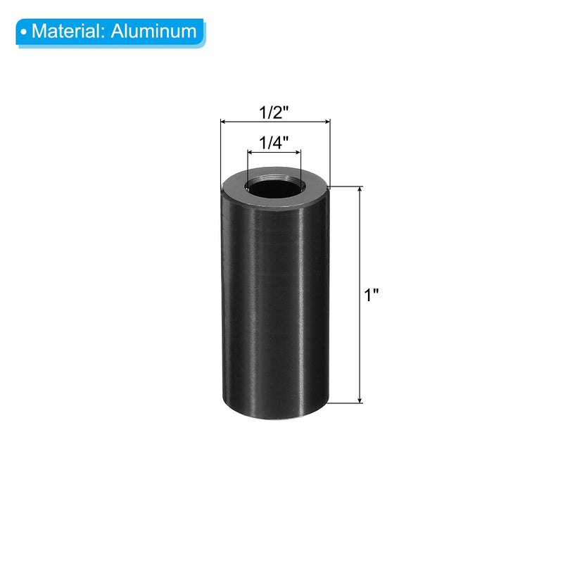 [Australia - AusPower] - PATIKIL M6 Aluminum Spacers, 10 Pcs Metal Spacer Aluminum 1/4" ID x 1/2" OD x 1" L Aluminum Spacer Screw Standoff Round for 1/4" or M6 Screw Bolts 1 Inch Black 