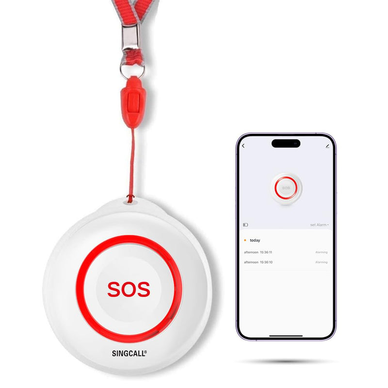 [Australia - AusPower] - SINGCALL Caregiver Pager Panic Button Alert Button Medical Alert System Emergency Button for Elderly SOS Alarm Bell for Seniors Tuya Smart Waterproof Wireless Pager (only 2.4GHz WiFi) 