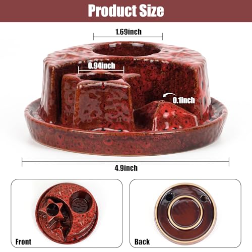 4 in 1 Incense Holder, Incense Burner, Palo Santo Holder, Ceramic Ash Catcher Tray for Meditation Room, Candle Holder for Burning Sage (Speckled Red) Speckled Red