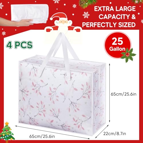 4PCS Christmas Wreath Storage Container, 25" Large Moving Bags Garland Container Clear Storage Bags with Handles Zippers Clear Christmas Storage Bags for Xmas Seasonal Holiday Wreath Storage Wrapping 4pcs clear